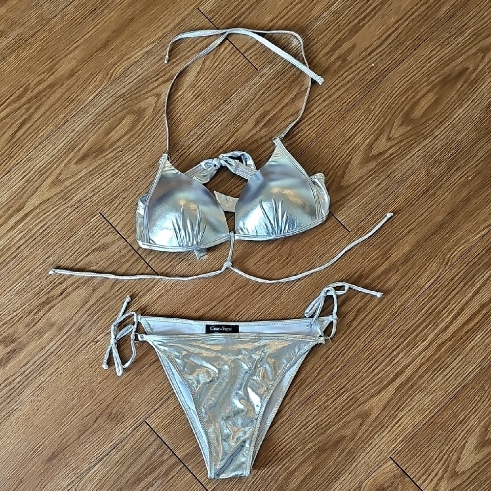 Silver Metallic Bikini Set